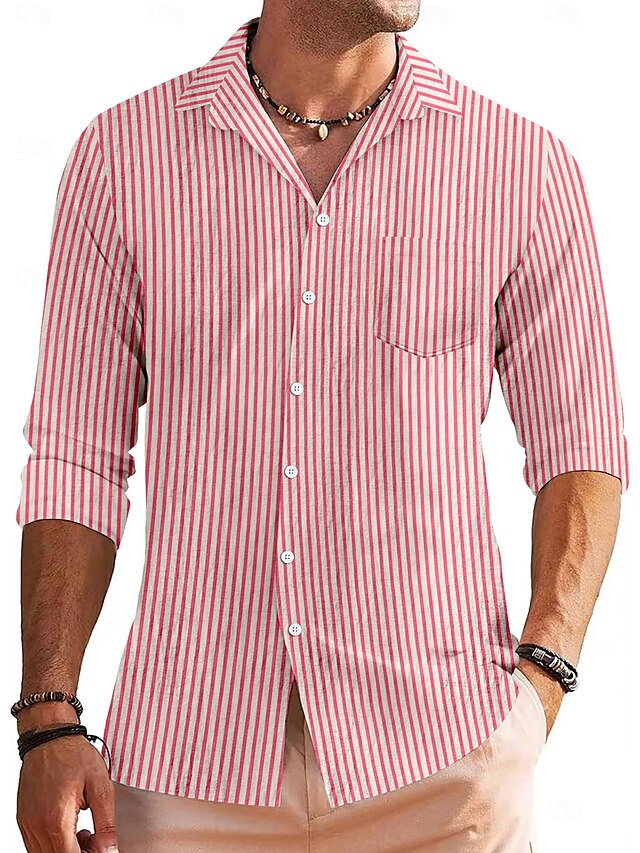 Summer Beach Shirt Casual Up Button Men's