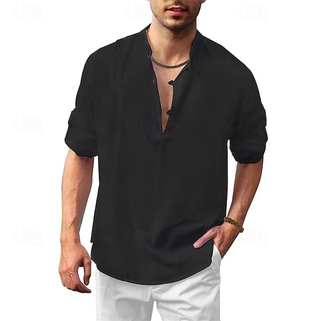 Linen Chinese Men's Shirt Collar Cotton