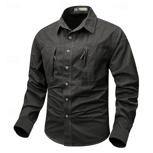 Button Men's Casual Workwear Work Shirts Shirt