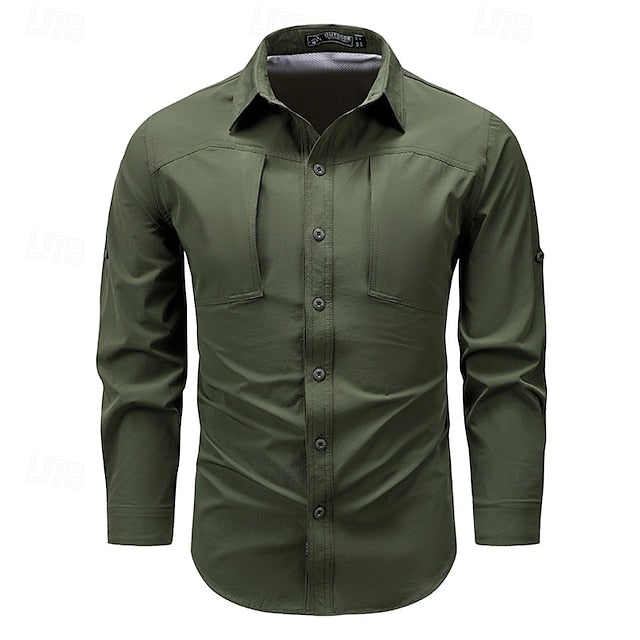 Up Casual Summer Cargo Shirt Men's Button