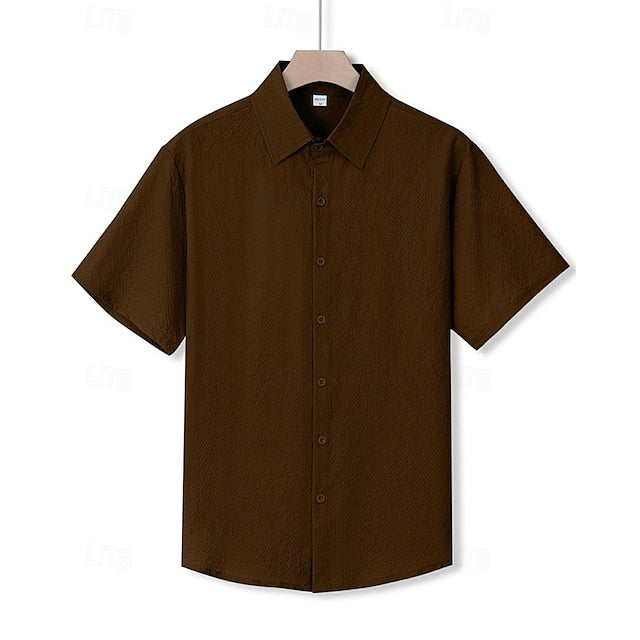 Button Casual Up Beach Shirt Summer Men's