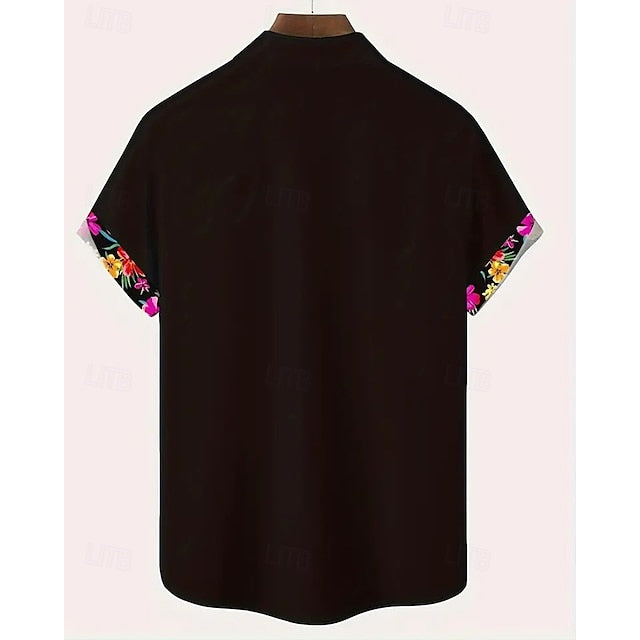 Summer Men's Button Beach Shirt Up Casual