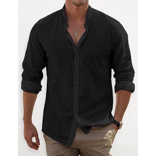 Shirt Band Wear Collar Summer Beach Men's