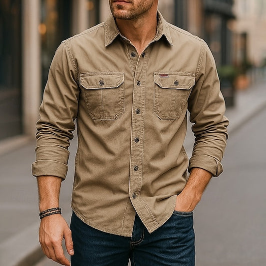 Dark Work Men's Navy Button Shirt Up Casual