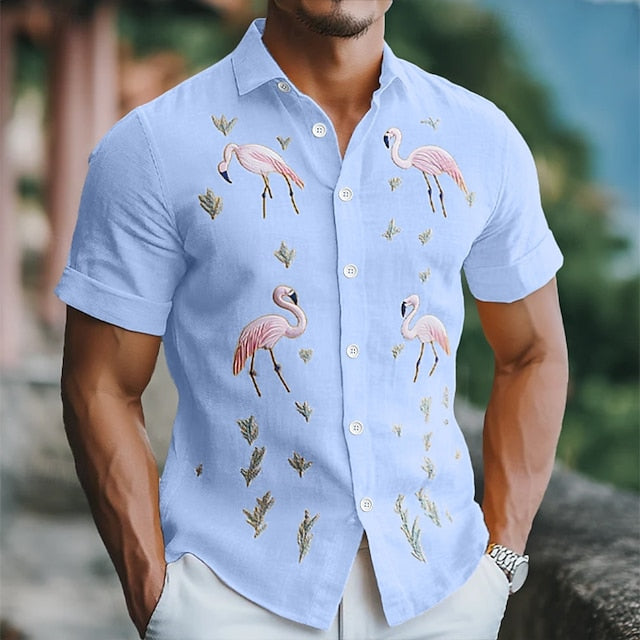 Summer Shirt Wear Men's Button Beach Up Linen