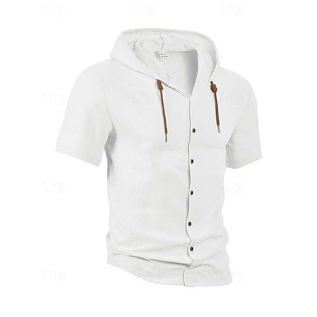 Up Shirt Men's Casual Linen Plain Button