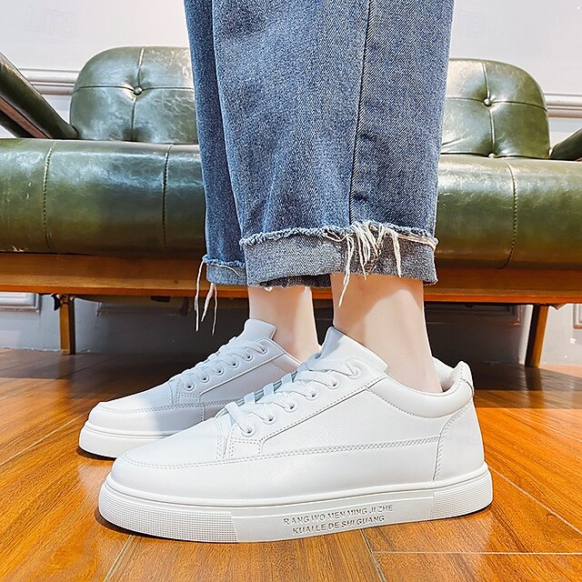 Closure and with Men's Casual Lace-up White Sneakers