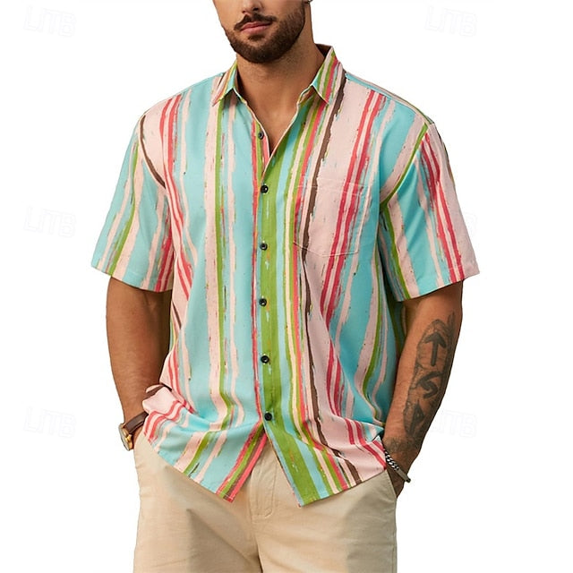 Button Beach Up Casual Shirt Men's Summer