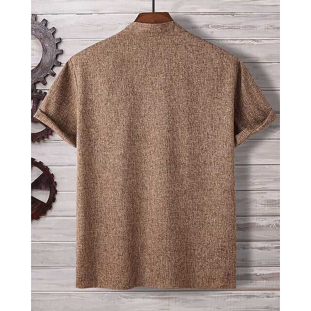 Button Summer Men's Beach Shirt Up Casual