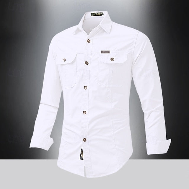 Men's Casual Cargo Summer Button Up Shirt
