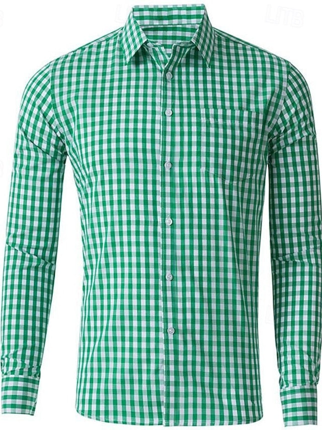 Men's Shirt Shirts Casual Button Checked Up