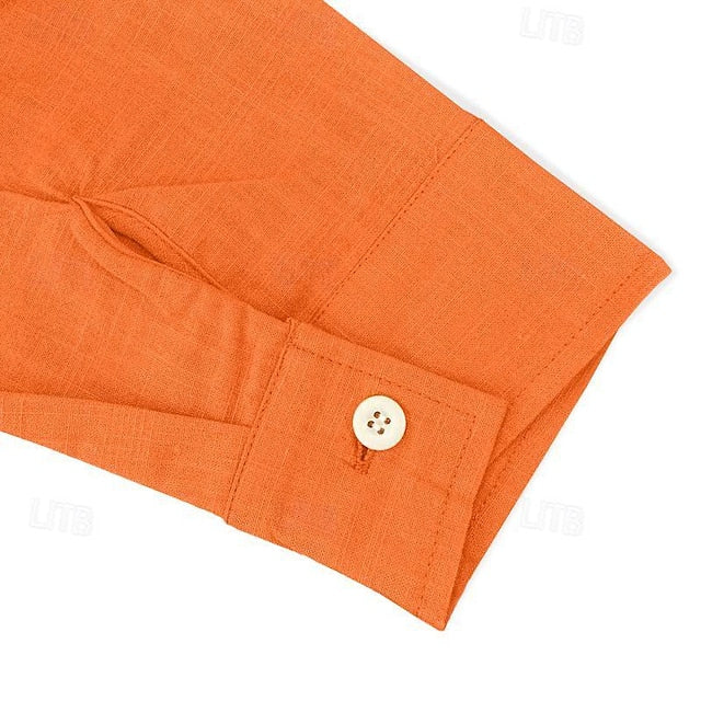 Men's Linen Shirt Summer Up Beach Button