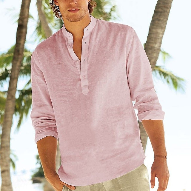 Linen Men's Casual Beach Shirt Summer