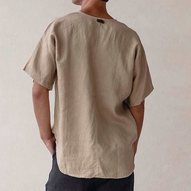 Linen Shirt Summer Cotton Men's