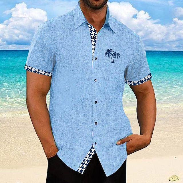 Linen Summer Men's Beach Shirt Hawaiian
