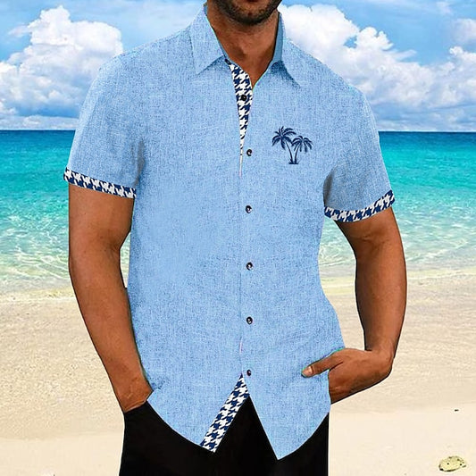Linen Summer Men's Beach Shirt Hawaiian