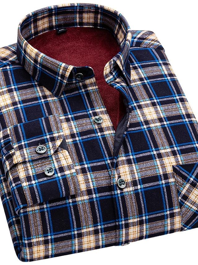 Men's Shacket / Vacation Striped Plaid Round Chevron