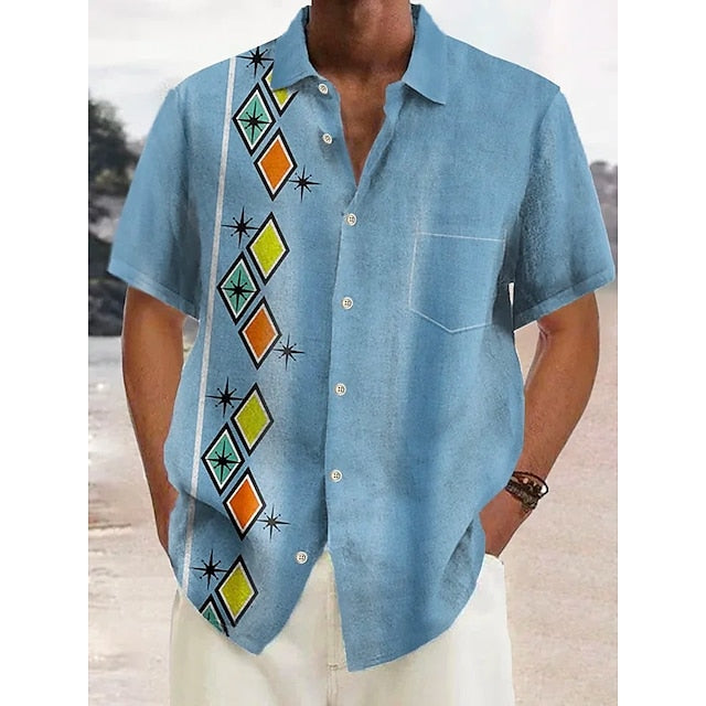 Beach Hawaiian Men's Linen Shirt Summer