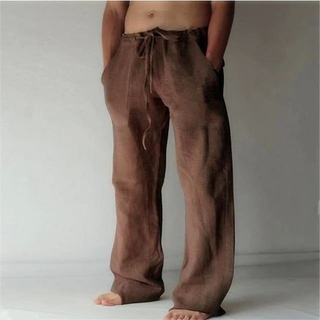 Beach Trousers Men's Linen Summer Pocket Pants Pants Pants