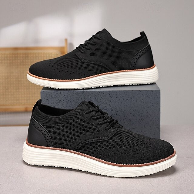 Lace-Up - Sneakers Men's Breathable Brogue Knit Casual