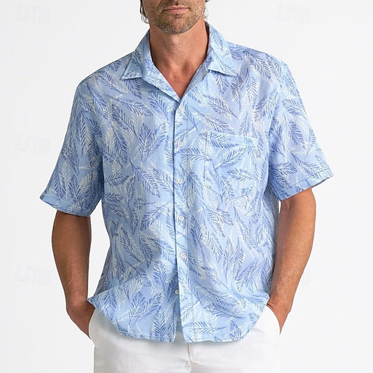 Men's Linen Shirt Summer Up Beach Button