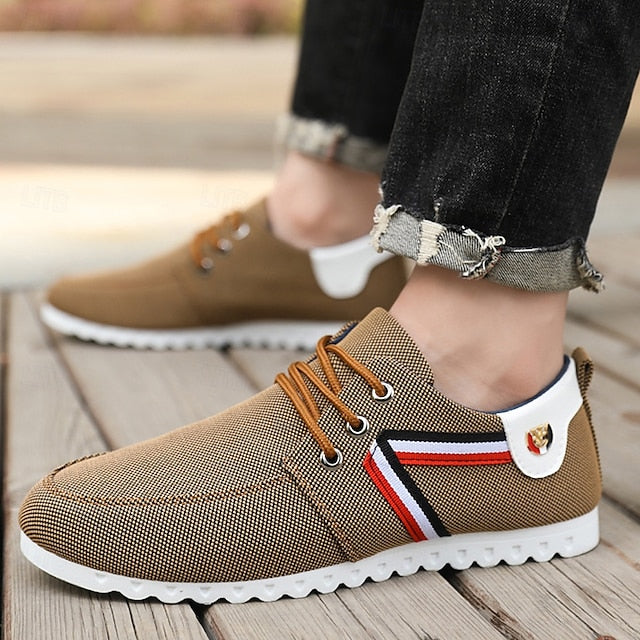 and Navy Nylon Tan Casual Men's Sneakers – Breathable