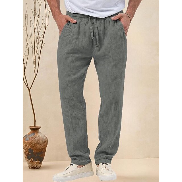 Seersucker Shorts Men's Trousers Beach Pants Casual