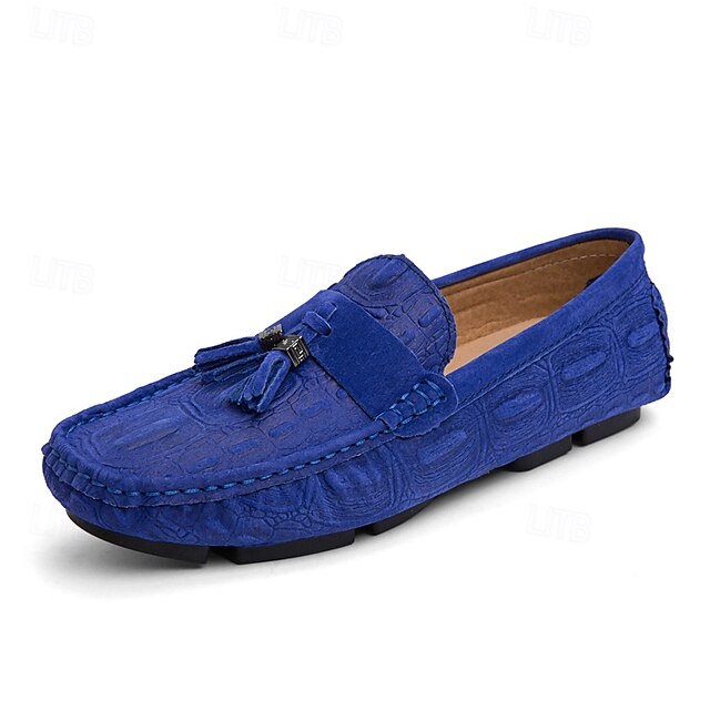 Tassel Men's and Faux with Loafers Brown Suede Detail