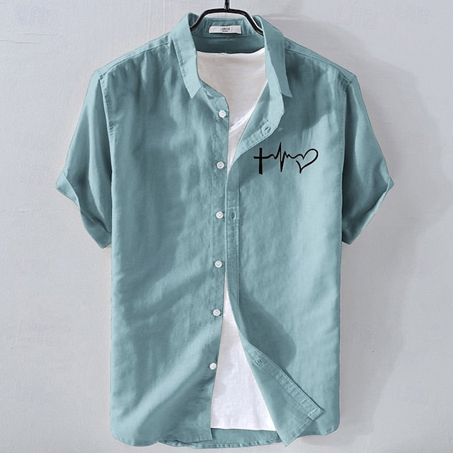 Up Casual Linen Cotton Button Men's Shirt
