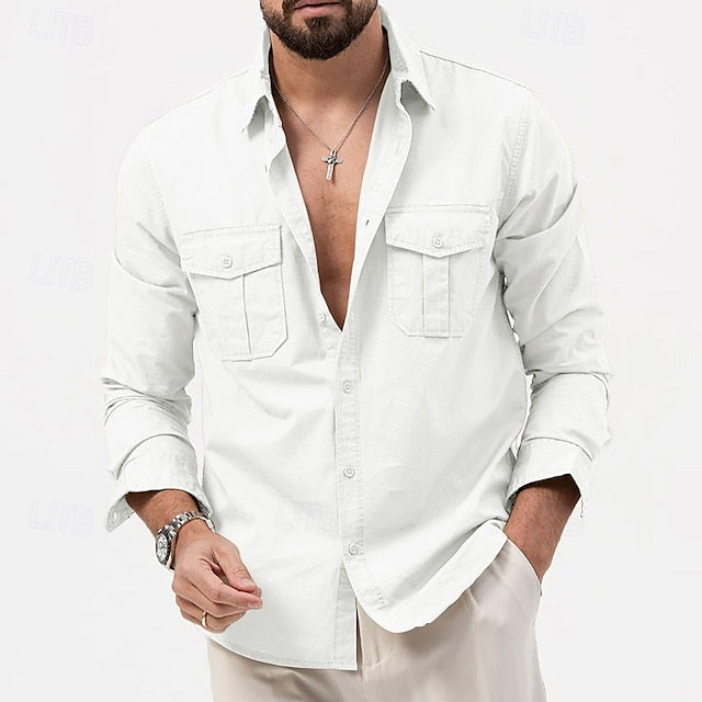 Cuban Sleeve Navy Blue Shirt Short Paisley Collar Men's