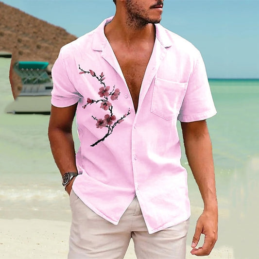 Men's White Cotton Linen Summer Shirt