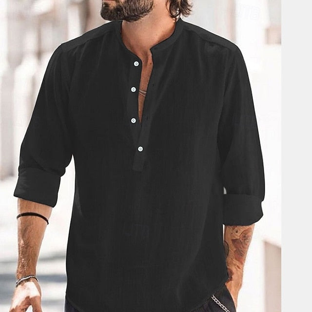 Shirt Beach Summer Casual Popover Men's