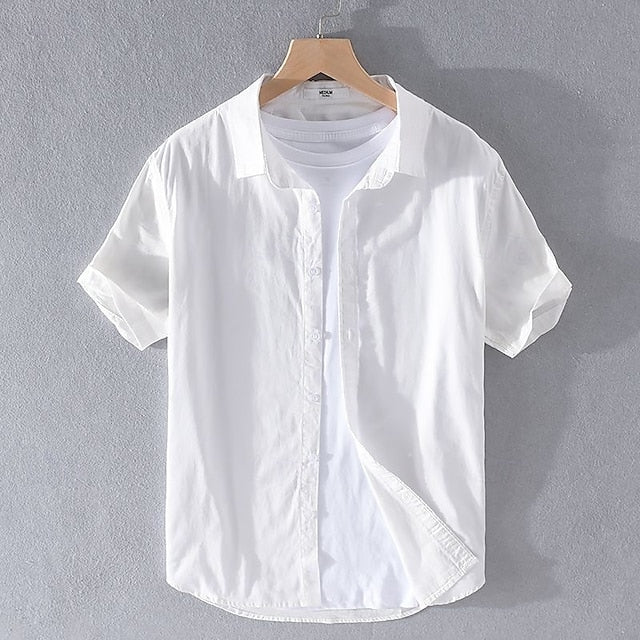 Cotton Linen Men's Casual Button Shirt Up