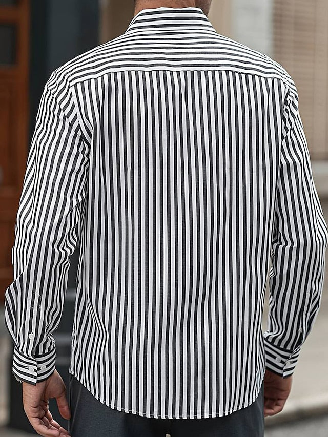 Striped Shirts Button Up Men's Casual Shirt