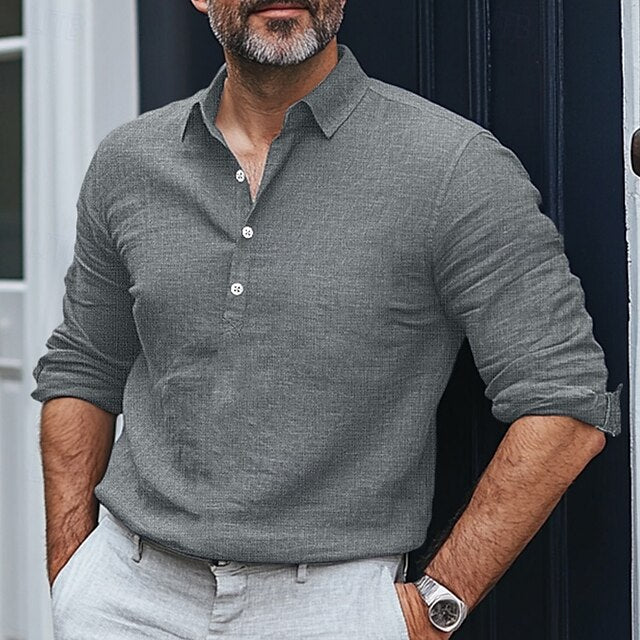 Plain Beach Wear Summer Linen Men's Shirt