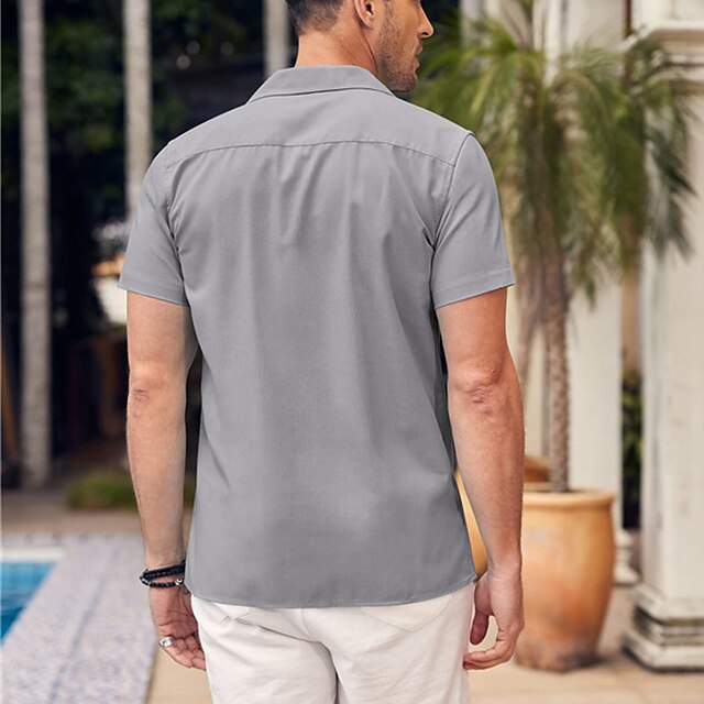 Summer Men's Popover Shirt Beach Plain