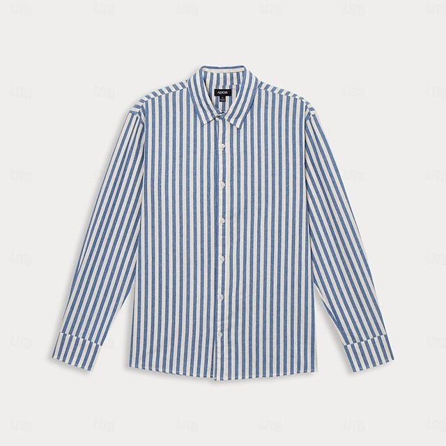 Summer 100% Casual Cotton Shirt Up Button Men's