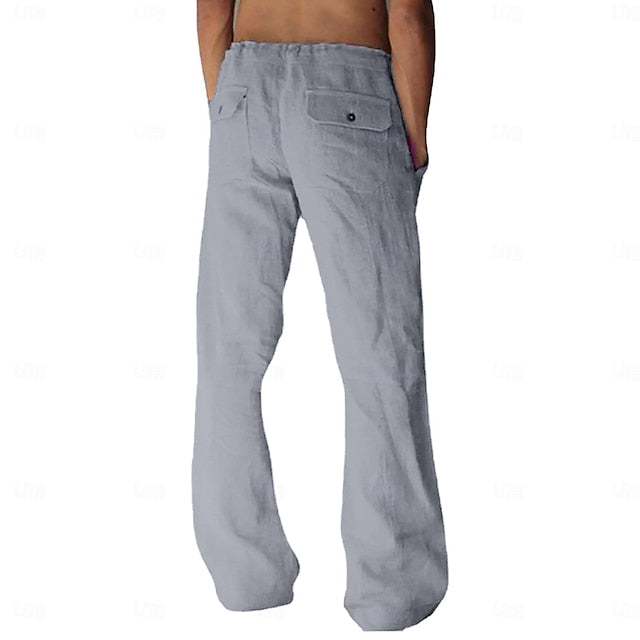 Beach Trousers Men's Linen Summer Pocket Pants Pants Pants