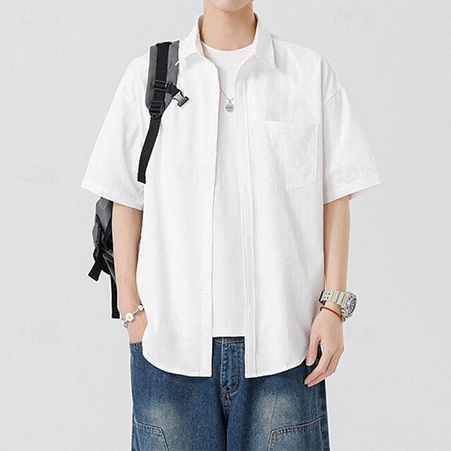 Button Summer Up Shirt Beach Casual Men's