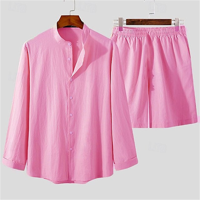 Shirt Men's Cotton Up Casual Button Linen