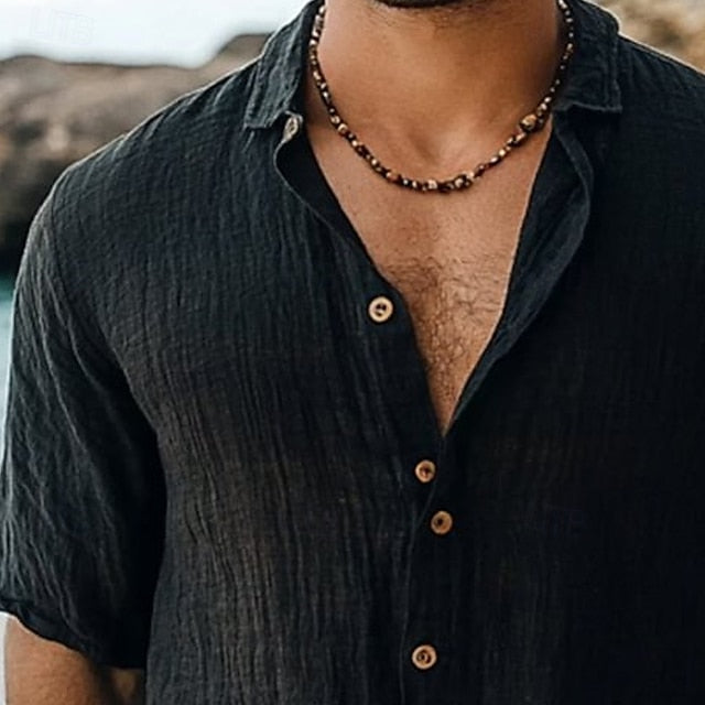 Up Casual Linen Cotton Button Men's Shirt