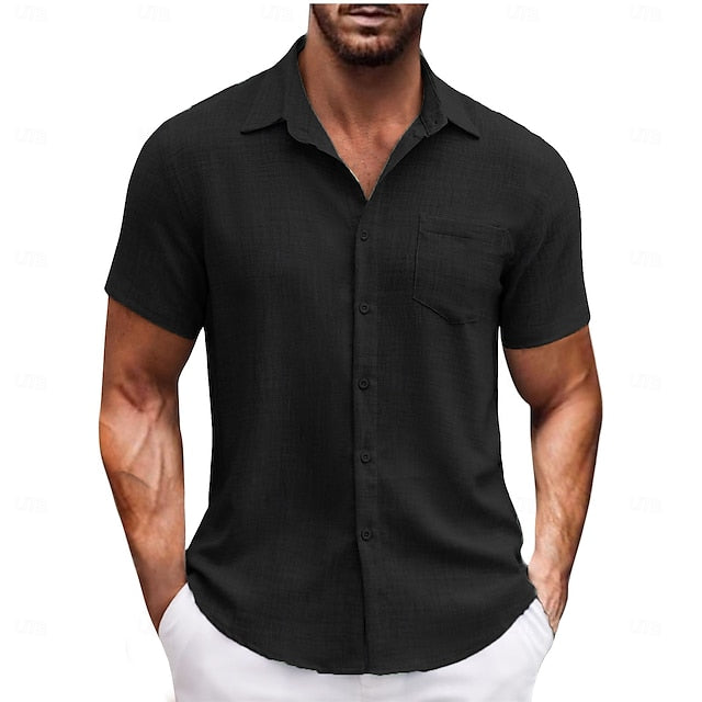 Up Beach Casual Button Summer Shirt Men's