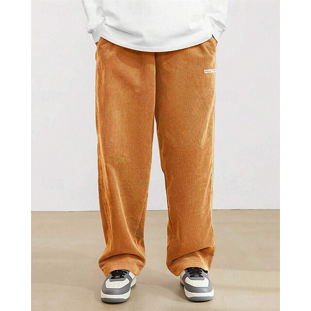 Trousers Pants Straight Leg Men's Corduroy Athletic