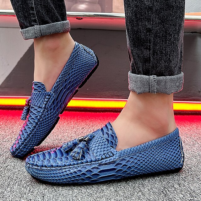 – Printed Loafers Casual White Men's Lightweight Slip-On