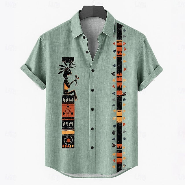 Summer Shirt Wear Beach Up Button Men's Linen