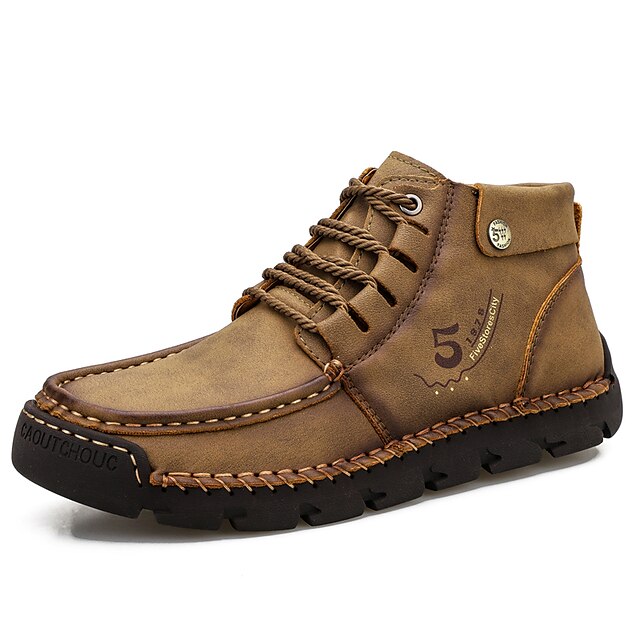 Casual Men's Lace-Up Leather Ankle Vintage Boots –