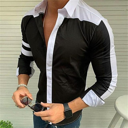 Button Men's Navy Black-White Summer Up Shirt