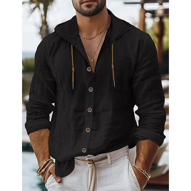 Wear Summer Up Beach Button Linen Men's Shirt