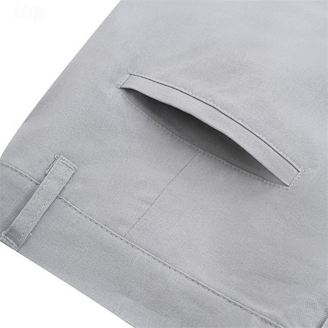 Pants Men's Buttons Pants Linen Dress Summer Pants Trousers