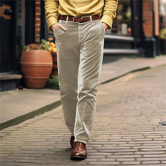 Front Trousers Corduroy Pants Casual Men's Pocket